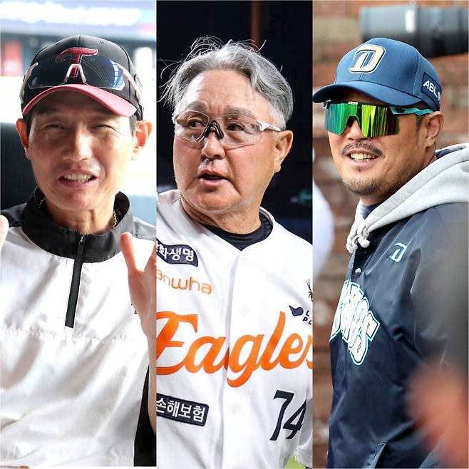 2025 조아제약 프로야구 대상 최고 감독상 후보에 오른 염경엽 LG 감독, 김경문 한화 감독, 이호준 NC 감독(왼쪽부터). IS포토·구단 제공