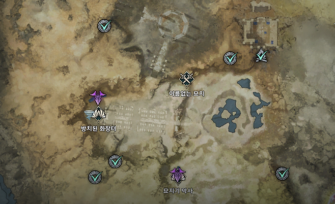 ▲ 맵에 있는 물음표에서 찾을 수 있는 봉인 던전과 주둔지. 보상은 데바니온 결정과 강화 주문서 등등