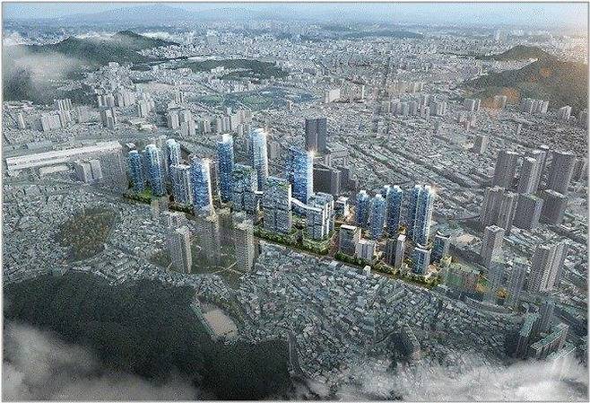 <부산 범천동 철도차량정비단 이전 뒤 조성될 도심권 혁신파크 조감도. 부산시 제공>