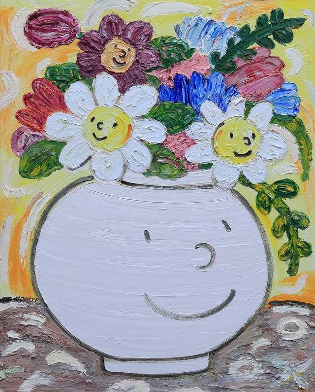 화폐보안기술인 보안잉크를 적용한 홍빛나 작가의 작품 (blooming for 90.9×72.7cm Oil on canvas 2025) [조폐공사 제공]