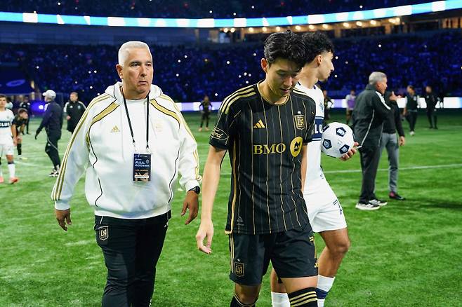 손흥민이 밴쿠버전 승부차기 패배 후 좌절한 모습. 사진=게티이미지/AFP 연합뉴스