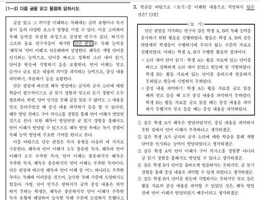 2026학년도 대학수학능력시험 국어영역  3번 문항. /사진=뉴스1(한국교육과정평가원 제공)