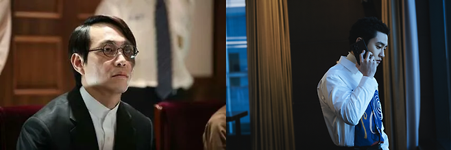 영화 ‘조작된 도시’ 오정세, 디즈니+ ‘조각도시’ 도경수. 사진| CJ ENM. 월트디즈니컴퍼니코리아