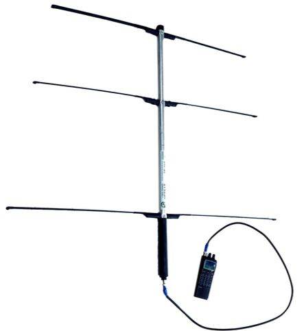 방사된 여우의 위치를 추적할 때 쓰는 야기 안테나 및 수신기.