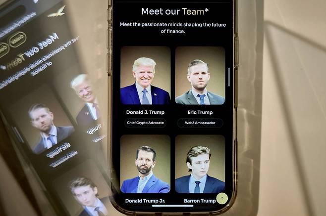 트럼프 일가가 설립한 가상자산 플랫폼 '월드리버티 파이낸셜'(WLFI)  홈페이지 화면 /사진=블룸버그