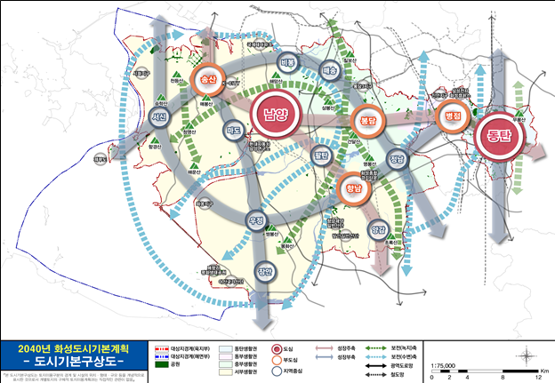 오는 2040년 경기 화성시 도시기본구상도. 화성시청 제공