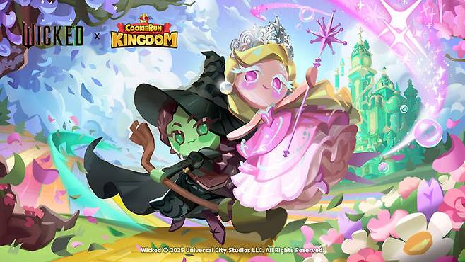 [서울=뉴시스] 데브시스터즈는 위키드 두 번째 파트인 영화 '위키드: 포 굿' 개봉에 맞춰 유니버설 프로덕트 앤 익스피리언스와 협업해 기획했다고 24일 밝혔다. (사진=데브시스터즈 제공) *재판매 및 DB 금지