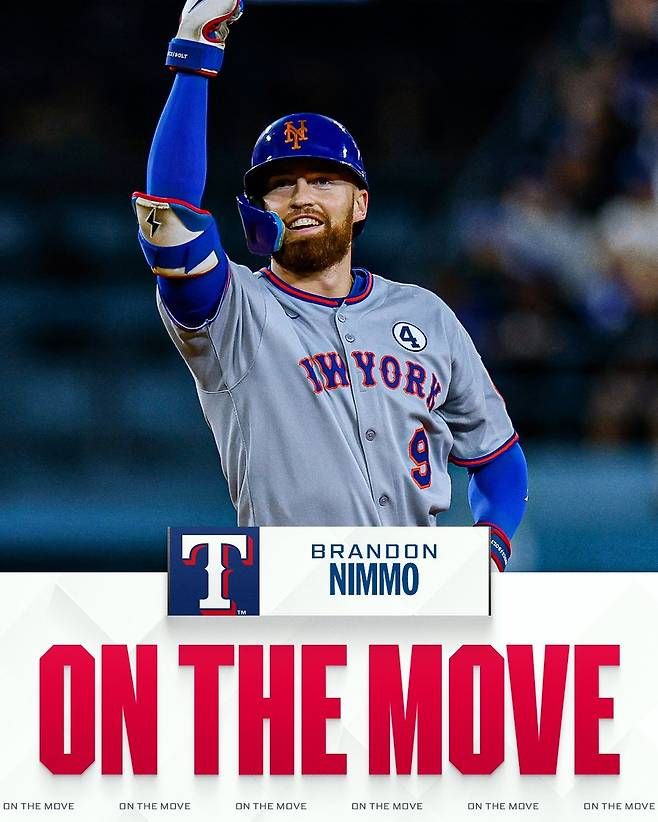 텍사스 레인저스로 향하는 브랜든 니모. 사진=메이저리그 공식 SNS