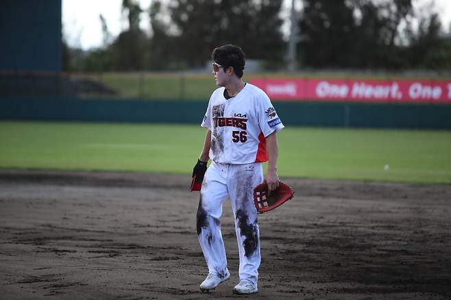 KIA 오선우가 일본 오키나와 마무리캠프에서 훈련하고 있다. KIA 타이거즈 제공