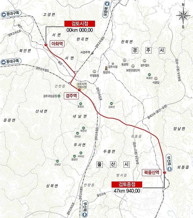 동남권 해오름 초광역 전철망 구축 노선도.
