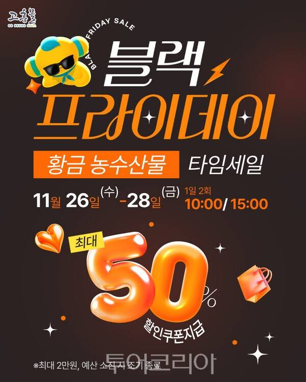 검은 금요일, 황금 농수산물–블랙프라이데이 타임세일 포스터. /사진-고흥군