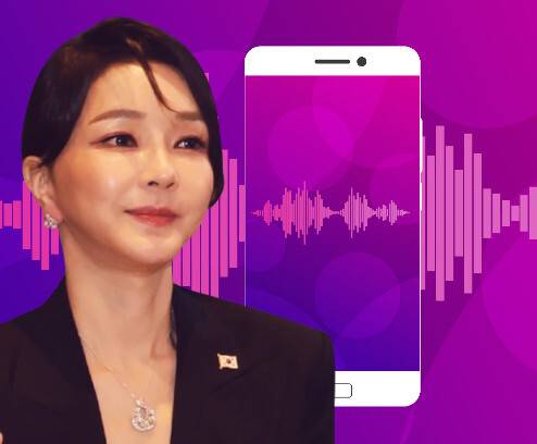 윤석열 전 대통령의 부인 김건희 여사가 지난 2022년 6월 스페인 마드리드에서 열린 동포 만찬 간담회에 참석한 모습. 공동취재사진, 게티이미지뱅크