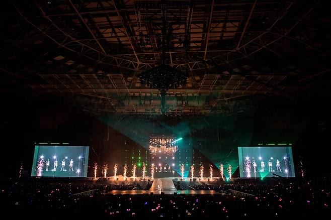 Blackpink performs during its world tour "Born Pink" in Seoul at the KSPO Dome in Jamsil, Seoul, in October 2022. (YG Entertainment)