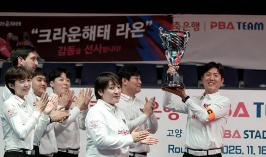 프로당구 팀리그 4R 우승을 차지한 크라운해태 . 사진[연합뉴스]