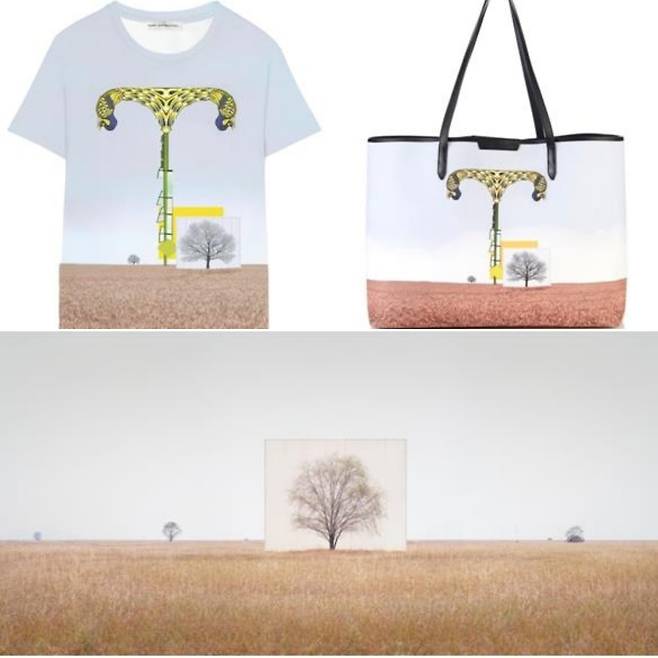 디자이너 마리 카트란주의 '알파벳 T' 디자인과 이명호 작가의 '나무…#3'(아래) [이명호 작가 스튜디오 제공, 재판매 및 DB 금지]