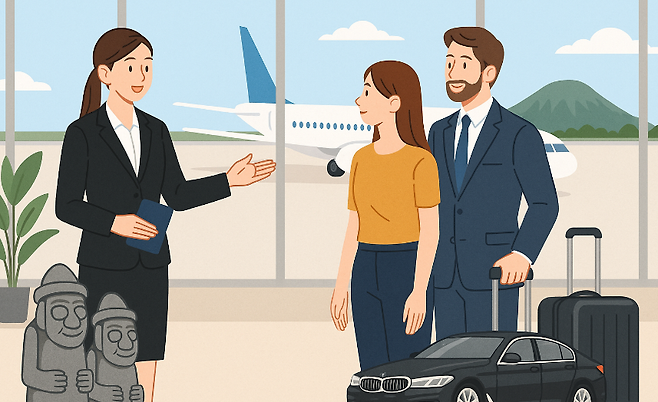 제주공항에 새로 도입되는 여행자 전담 컨시어지 서비스를 표현한 이미지.