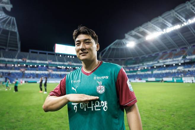 울산 이동경, 전북 박진섭, 대전하나 주민규(사진)는 ‘2025 동아스포츠대상’의 유력한 수상 후보다. 수상자는 12월 2일 오후 3시 서울 성북구 고려대 백주년기념삼성관에서 열릴 시상식에서 발표된다. 사진제공｜한국프로축구연맹