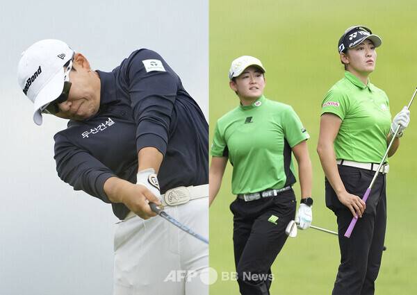 일본여자프로골프(JLPGA) 투어 2025시즌 최종전인 동시에 메이저 대회인 JLPGA 투어챔피언십 리코컵에 출전한 신지애 프로, '쌍둥이 자매 골퍼' 이와이 아키에, 이와이 치사토(일본). 사진제공=ⓒAFPBBNews = News1 (사진을 무단으로 사용하지 마십시오.)