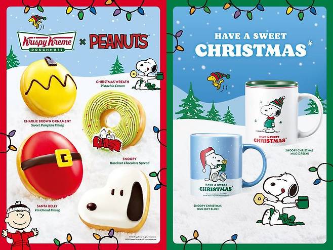 크리스피크림 도넛, 스누피 협업 크리스마스 한정판 출시. 롯데GRS 제공