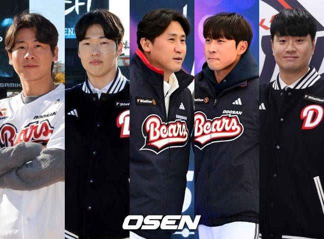 좌측부터 박찬호-조수행-이용찬-이상혁-이영하 / OSEN DB, 두산 베어스 제공