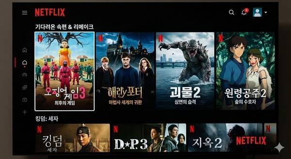 나노바나나에 넷플릭스 화면에 가상 영화를 만들어 보여달라는 지시를 하자 나온 결과물. 사진=choi.openai