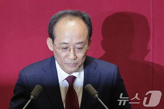 추경호 국민의힘 의원이 지난 27일 서울 여의도 국회에서 열린 제429회 국회(정기회) 제13차 본회의에서 자신의 체포동의안에 대한 신상 발언을 하고 있다. 2025.11.27/뉴스1 ⓒ News1 신웅수 기자