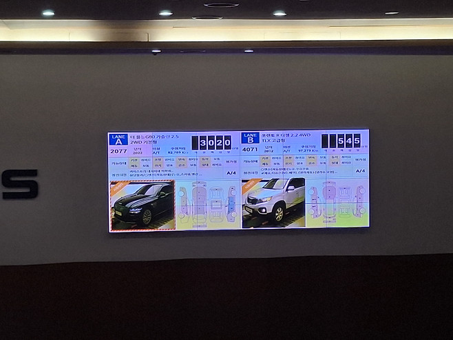 경매장에 노출된 이날 경매 출품차량들 [안산=김성우 기자]