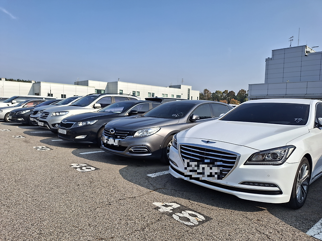 약 1만평 규모의 경매장 주차장 [안산=김성우 기자]