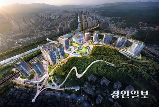 성남 분당 정자동 1번지 백현지구(20만6천350㎡)에 조성되는 6조2천억원 규모의 백현마이스 조감도. /성남시 제공