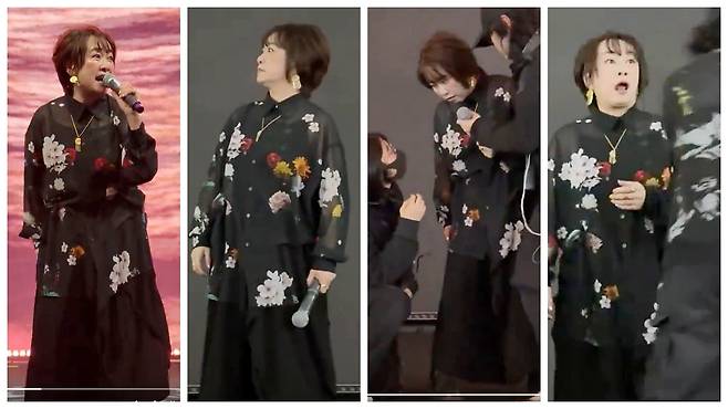 일본 가수 오오츠키 마키가 29일 상하이 공연도중 공연이 강제 중단되고 무대서 쫓겨났다./X