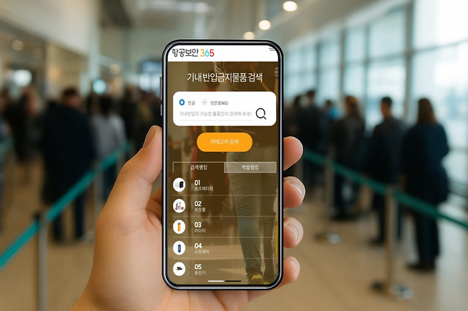 항공보안365는 기내 반입금지 물품을 안내하고 보안 위협이나 이상징후를 누구나 신고할 수 있는 포털서비스다.