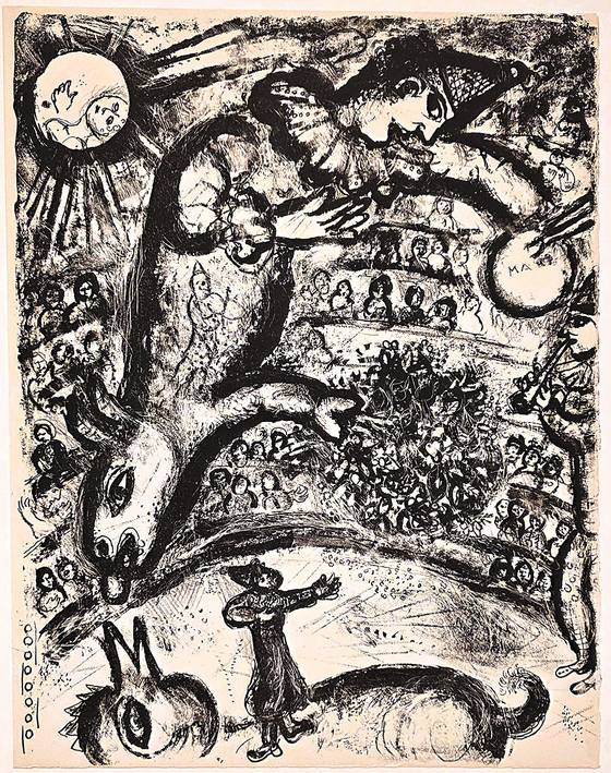 서커스는 샤갈의 상상력에 불을 지핀 세계였고, 작품 속에 반복적으로 등장하는 주제다.