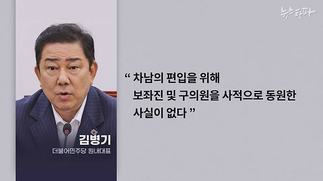 김병기 의원은 차남의 대학 편입을 위해 보좌진 등을 사적으로 동원했다는 의혹을 부인하고 있습니다.