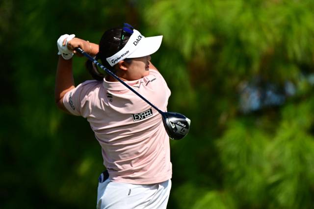 티샷을 하고 있는 유해란. 사진 제공=AFP연합뉴스