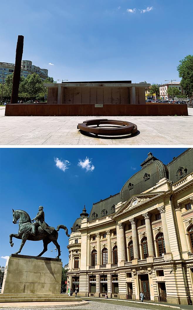 (위)홀로코스트 공식 추모비 및 기념관 (아래)루마니아 초대 국왕을 기리는  카롤1세 기마상