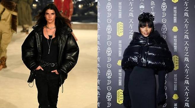 이자벨마랑 런웨이(사진 왼쪽), 몽클레르를 입은 나오미 캠벨. (사진=이자벨마랑, 나오미 캠벨 인스타그램 갈무리)