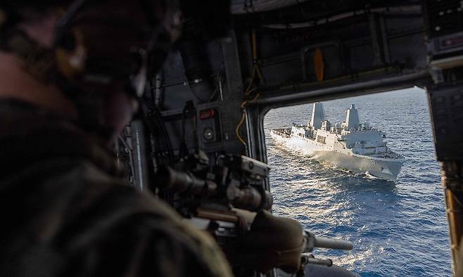 지난 11월 25일(현지시간) 베네수엘라 인근 카리브해에서 작전 중인 미국 해병대 모습. AFP연합뉴스