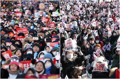 진보(왼쪽)·보수단체 집회 [연합뉴스 자료사진]
