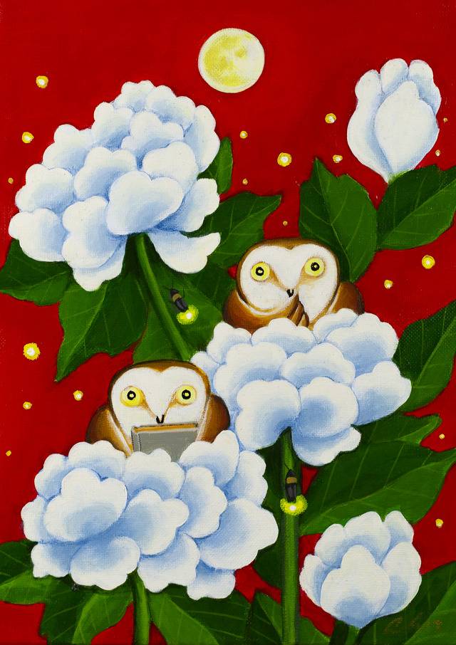 안윤모 작, 'Cosmic Garden' , 24x33cm, 아크릴, 2025. 키다리갤러리 제공