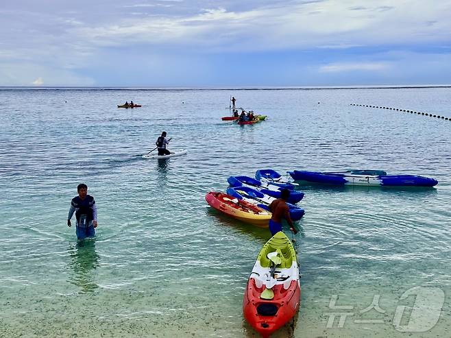 마린존에서는 카약을 탈 수 있다. ⓒ News1 이민주 기자