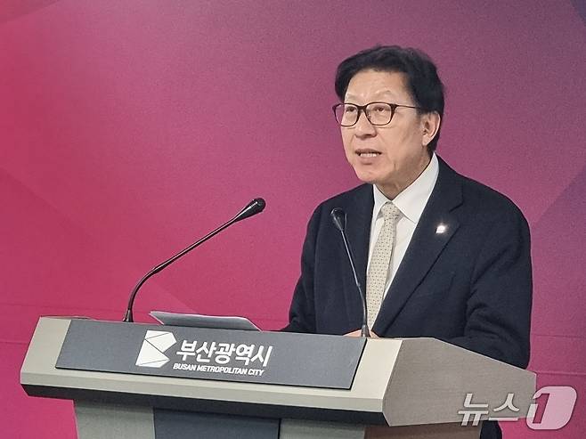 3일 박형준 부산시장 기자회견 모습.(2025.12.3/뉴스1 ⓒ News1 임순택 기자)