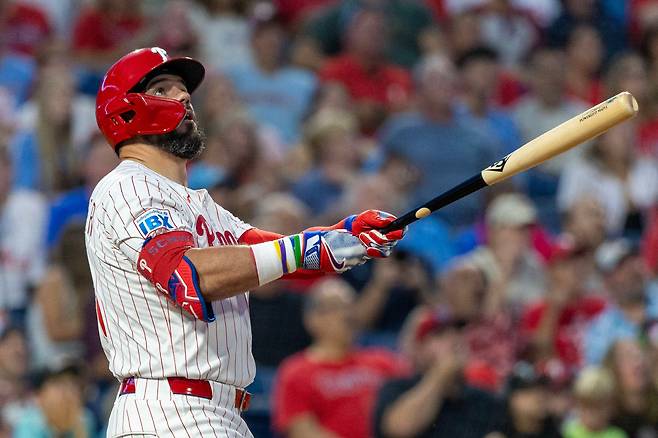 카일 슈와버는 올시즌 NL 홈런왕과 타점왕에 올랐으나, MVP 투표에서는 오타니 쇼헤이에 크게 밀렸다. AP연합뉴스