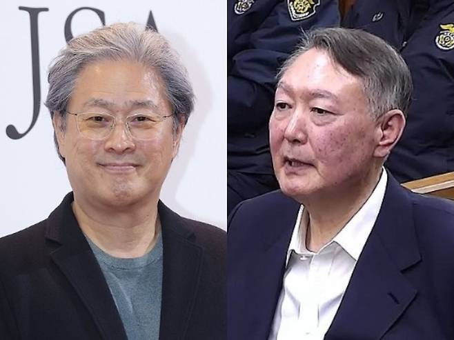 박찬욱 감독(왼쪽)과 윤석열 전 대통령 / 사진=연합뉴스