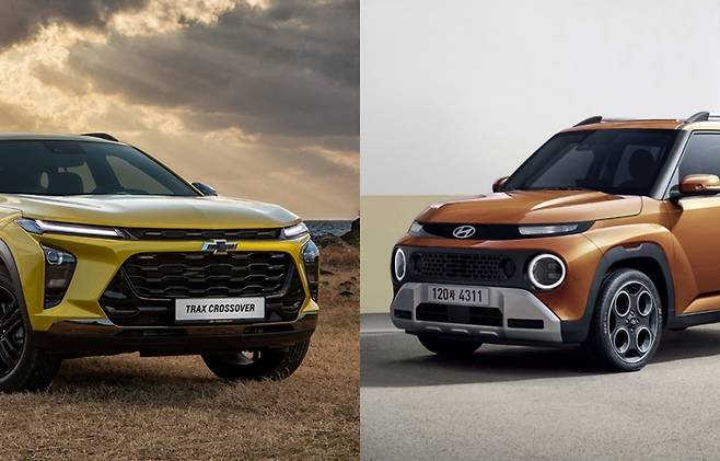 트랙스 크로스오버(왼쪽)와 캐스퍼 [사진출처=쉐보레, 현대차/편집=최기성 매경 디지털뉴스룸 기자]