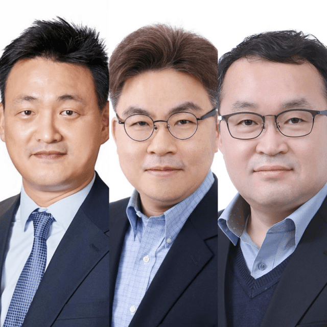 (왼쪽부터) 김태훈 부사장, 최문근 부사장, 이준호 전무 (사진=LG CNS)