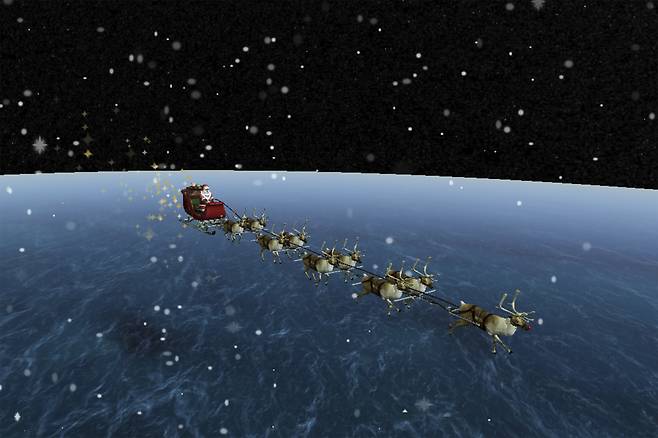 This image provided by Norad shows Norad's Santa Tracker on Dec. 24, 2024. [NORAD]