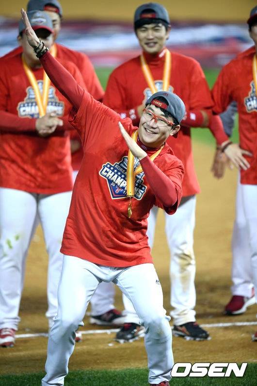 2017시즌 한국시리즈 우승 당시 양현종의 모습.