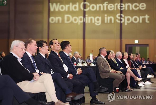 2025 세계도핑방지기구(WADA) 총회 폐막 (부산=연합뉴스) 강선배 기자 = 5일 부산 해운대구 벡스코 제1전시장에서 2025 세계도핑방지기구(WADA) 총회 폐막행사가 진행되고 있다. 2025.12.5 sbkang@yna.co.kr