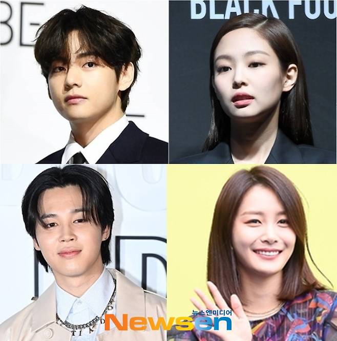 방탄소년단 뷔, 블랙핑크 제니, 송다은, 방탄소년단 지민(왼쪽 위부터 시계방향으로) / 사진=뉴스엔DB