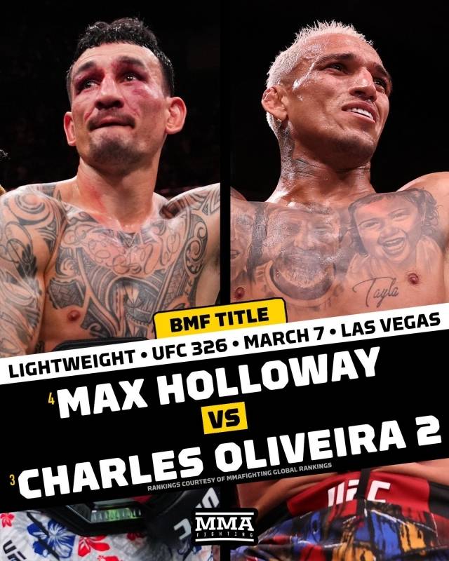 맥스 할러웨이와 찰스 올리베이라가 11년 만에 2차전을 치른다. 사진=MMA 파이팅 SNS